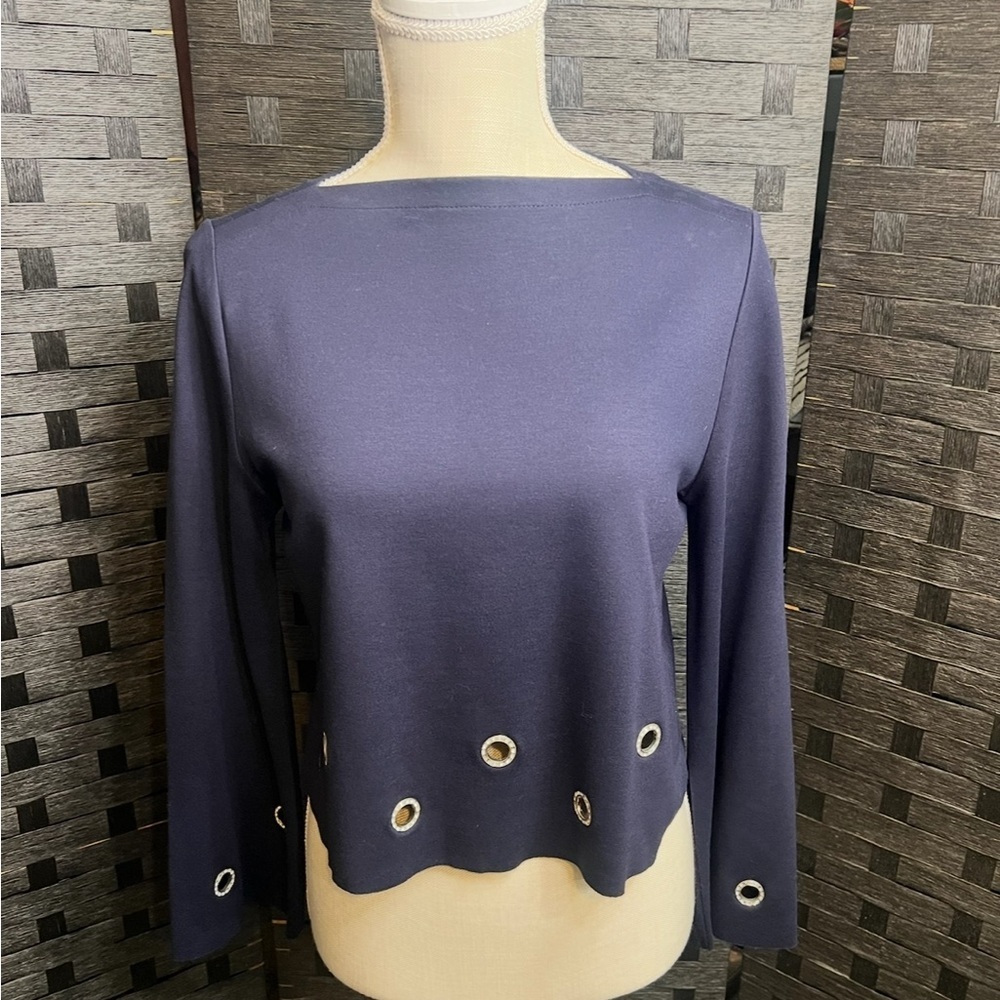 Philosophy Navy Top with Eyelet Accents